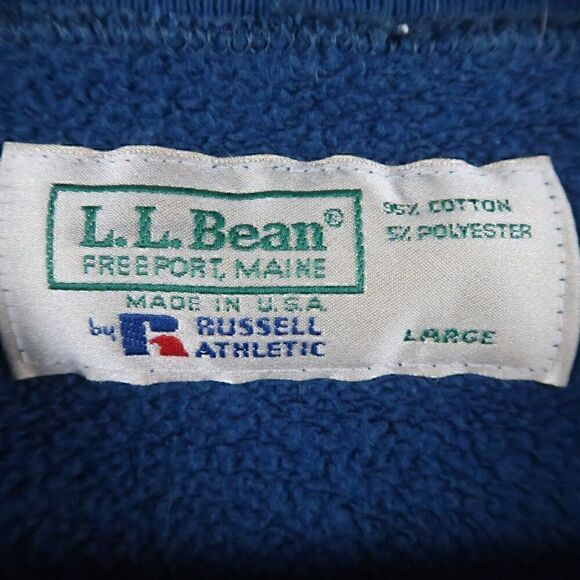 LL BEAN BY RUSSELL ATHLETIC BLUE CREW NECK LONG SLEEVE VINTAGE SWEATSHIRT SIZE L - Picture 2 of 6